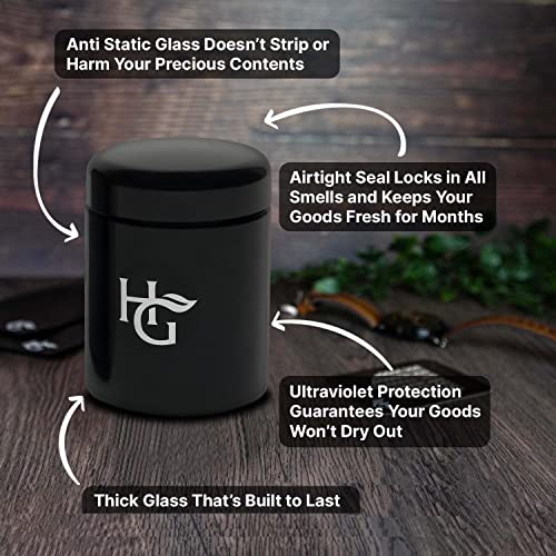 Herb Container - Half Oz Smell Proof Jar &amp; Humidity Pack (250 ml) Airtight UV Protection Keeps Herbs Fresh for Months