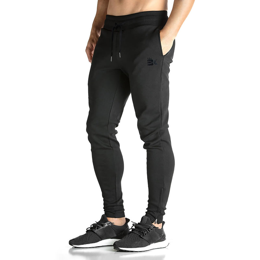 Mens Zip Jogger Pants - Casual Gym Fitness Trousers Comfortable Tracksuit Slim Fit Bottoms Sweat Pants with Pockets (Medium, Black)