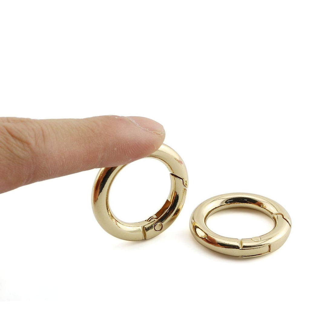 6pcs 19x29mm Round Spring Snap Hooks Clip DIY Accessories for Handbag Purse Shoulder Strap Key Chains Buckle Zinc Alloy Circle Round Metal Spring Key Ring(Gold)