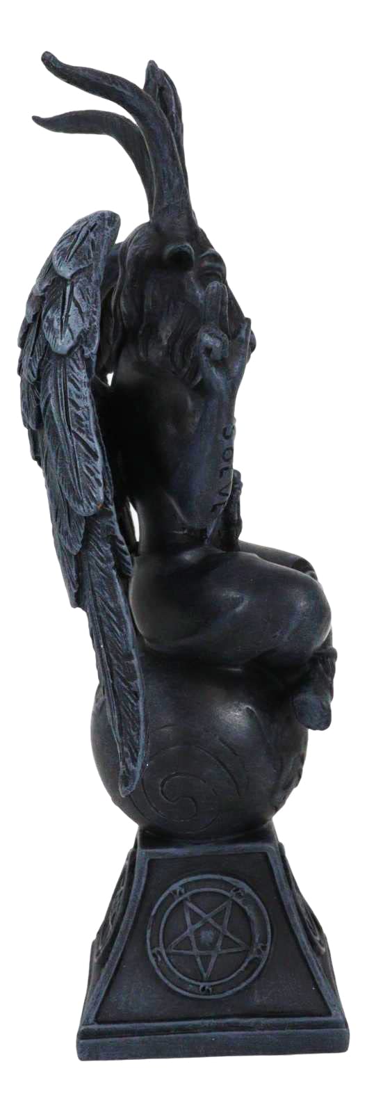 Sabbatic Goat Idol Baphomet Resin Statue Occultic Illuminati The Horned God Goat of Mendes Altar Sculpture Figurine (6.5 Tall Faux Stone Grey)