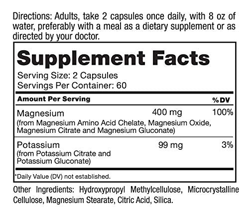 Vitamins | Magnesium Potassium | Overall Health | Cellular Function | Dietary Supplements, 120 Count