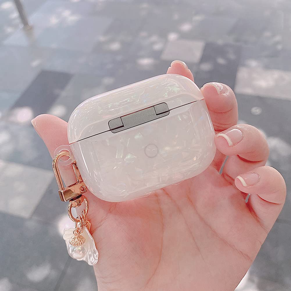 Luxury AirPods 3 Case with Shell Pearl Keychain Bling M