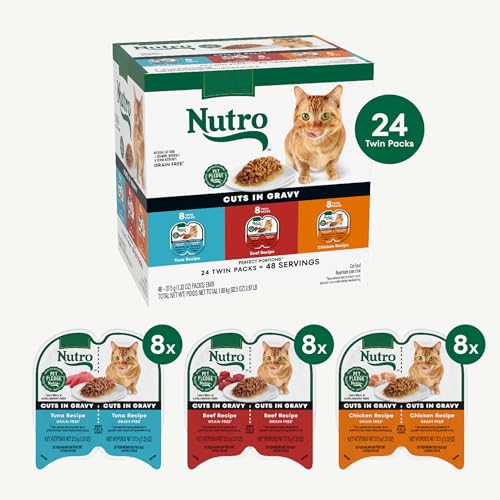 Perfect Portions Wet Cat Food Cuts in Gravy MultiPack: Beef, Tuna, and Chicken Recipes; 2.64 oz. Trays (24 Count, Pack of 1)