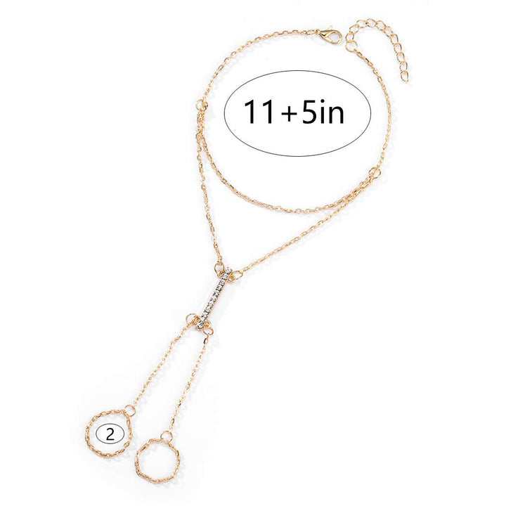 Boho Ring Anklets Gold Crystal Ankle Bracelets Summer Beach Charm Foot Jewelry Adjustable for Women (1PCS