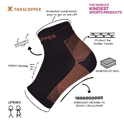 Thx4 Copper Compression Recovery Foot Sleeves for Men &