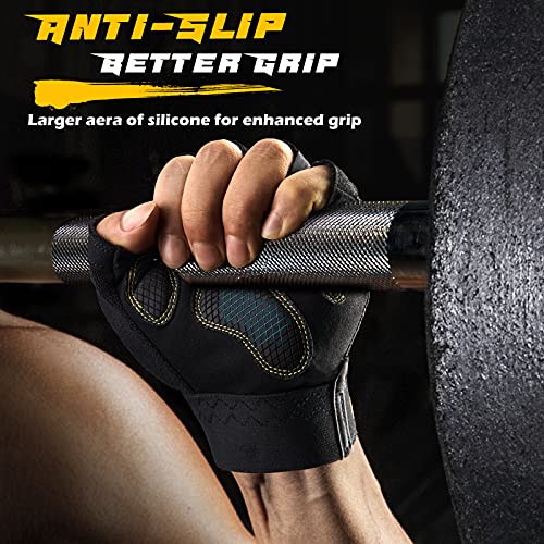 Workout Gloves for Men 2021 Latest, [Full Palm Protection] [Ultra Ventilated] Weight Lifting Gloves with Cushion Pads and Silicone Grip Gym Gloves Durable Training Gloves for Exercise Fitness