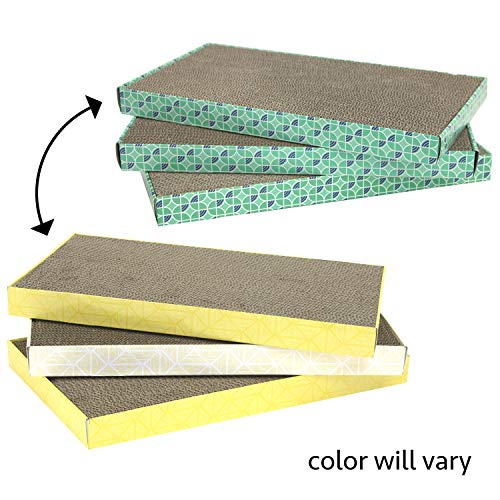 XL Wide Corrugate Cat Scratchers 3 Pieces, Cat Scratching, Cat Scratch Pad, Door Clips, Furniture Protectors from Cat Scratching