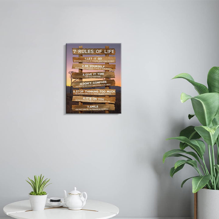 Kas Home Inspirational Wall Decor - 7 Rules of Life Mot