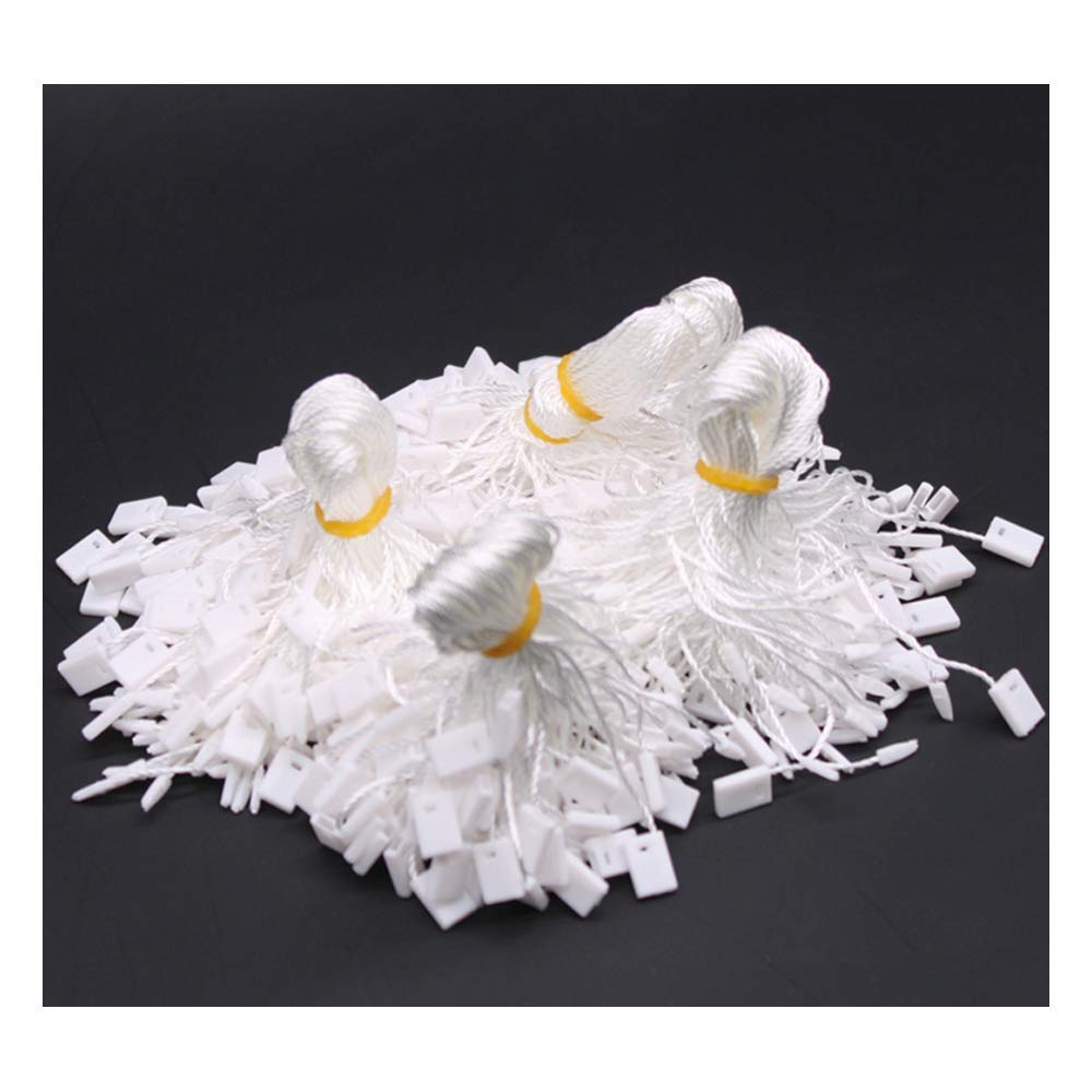7 1000 Pcs Hang Tag Nylon White String Snap Lock Pin Loop Fastener Hook Ties White Hang Tag String with Push Locker String Snap Lock White Tag Strings
