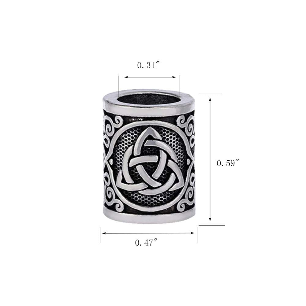 Yahpetes Hair Beard Beads 2 Pcs Celtics Knots Triquetra Viking Beads 0.59X0.47 Viking Rune Beards Sliver Norse Rings Large Viking Beard Beads Metal Beads,Pack 2