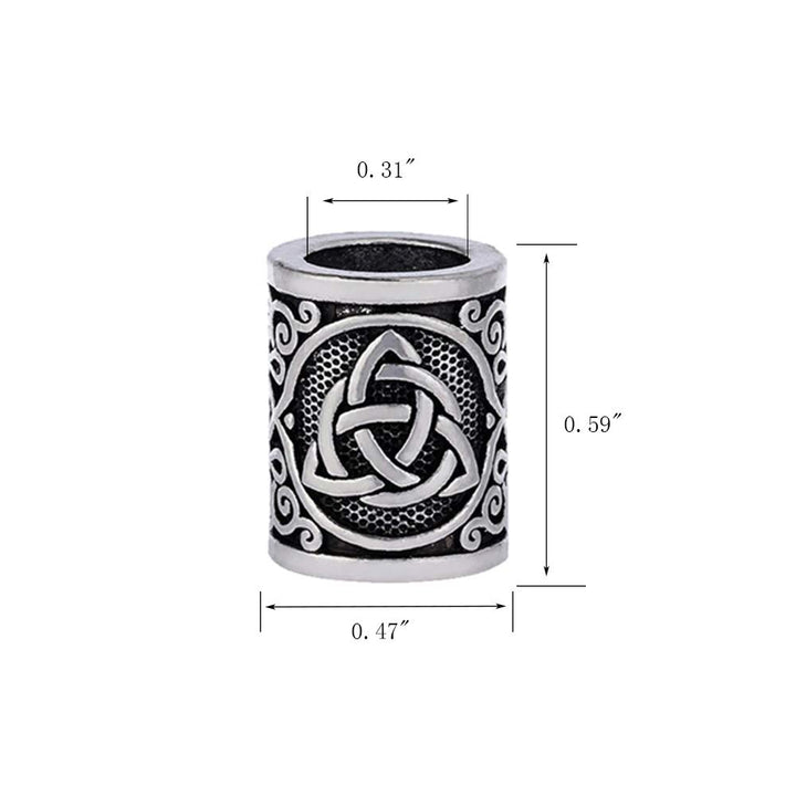 Yahpetes Hair Beard Beads 2 Pcs Celtics Knots Triquetra Viking Beads 0.59X0.47 Viking Rune Beards Sliver Norse Rings Large Viking Beard Beads Metal Beads,Pack 2