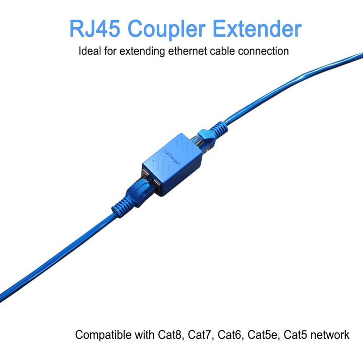 Ethernet Coupler Female to Female 2-Pack, 1000Mbps RJ45 Inline Coupler Connector Ethernet Extender Adapter for Cat8, Cat7, Cat6, Cat5 Ethernet Cable
