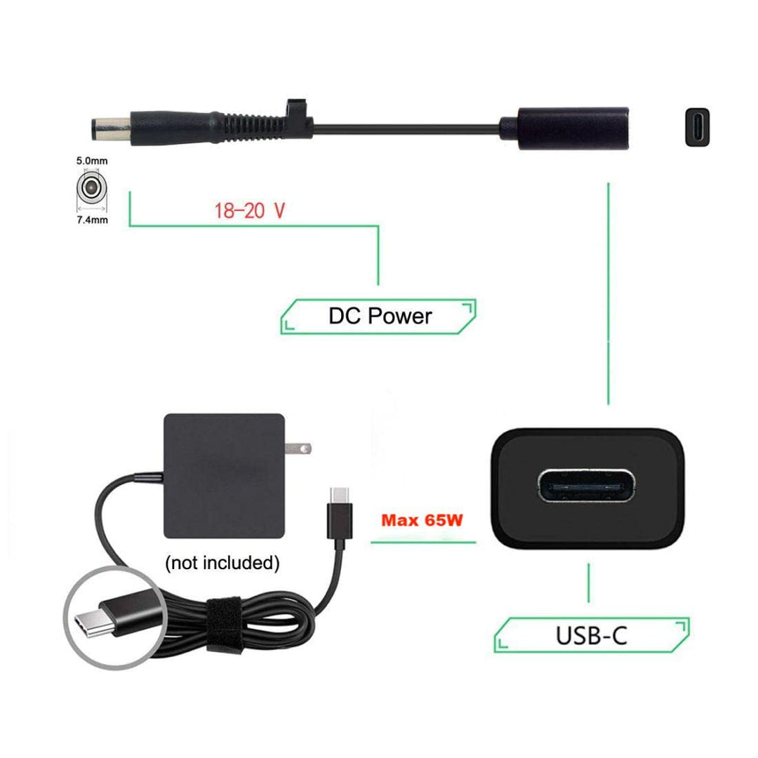 chenyang USB C to DC 20V 7.4x5.0mm PD 65W Charge Cable 