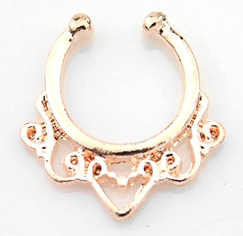 Aoyoho 8pcs Fake Septum Clicker Nose Hoop Ring Non Piercing Clip