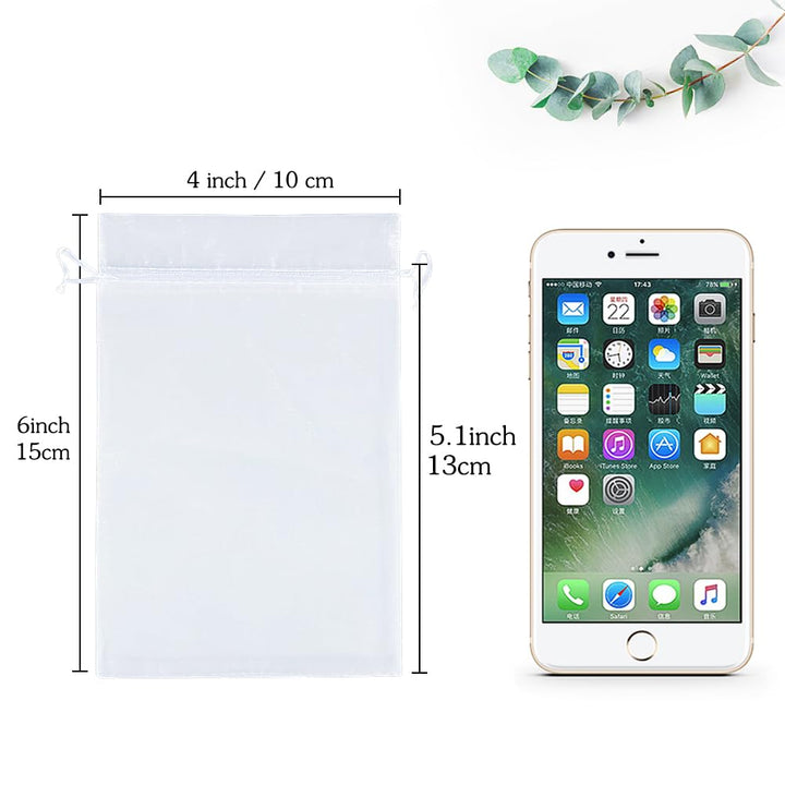 HRX Package 100pcs White Organza Bags, 4x 6 Wedding Fav