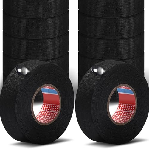4 Rolls Wire Loom Harness Tape, Wiring Harness Cloth Tape, Black Adhesive Fabric Tape for Automobile Electrical Wire harnessing Noise Damping Heat Proof 19 mm X 15m