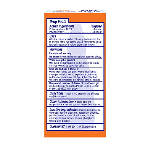 Eye Drops, Natural Tears Lubricant,0.5 Fl Oz (Pack of 3)