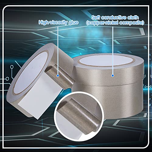 3 Roll Tape Double Conductive Fabric Tape Cloth Tape Conductive Adhesive Tape Roll(1in x 65ft, 1.5in x 65ft, 2in x 65ft)