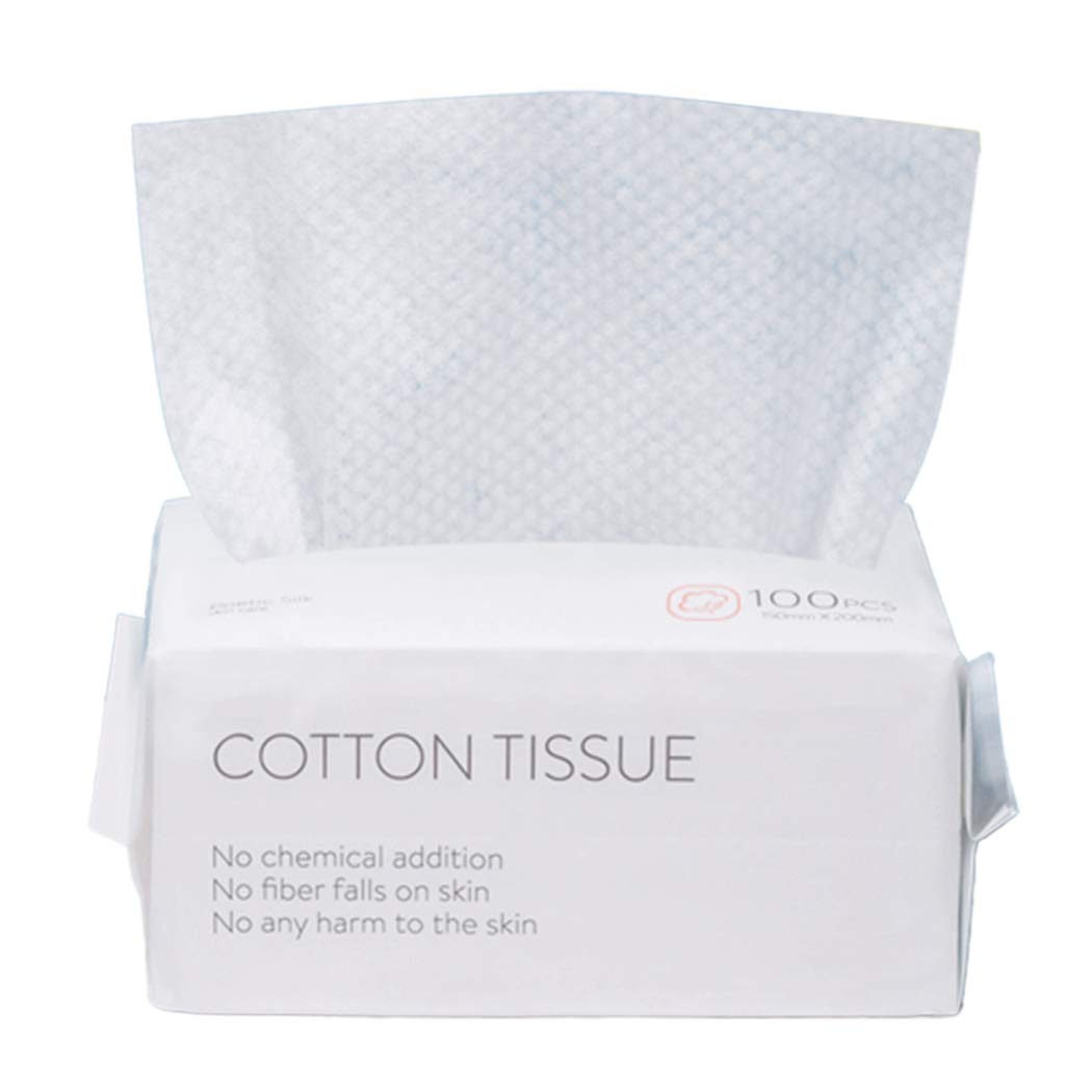 100PCS Large Disposable Face Towel, Facial Eye Nail Make up Removing Cotton Tissue, Multipurpose Cotton Towel Tissue for Skin Care, Reusable Cotton Pads, Wet & Dry Use