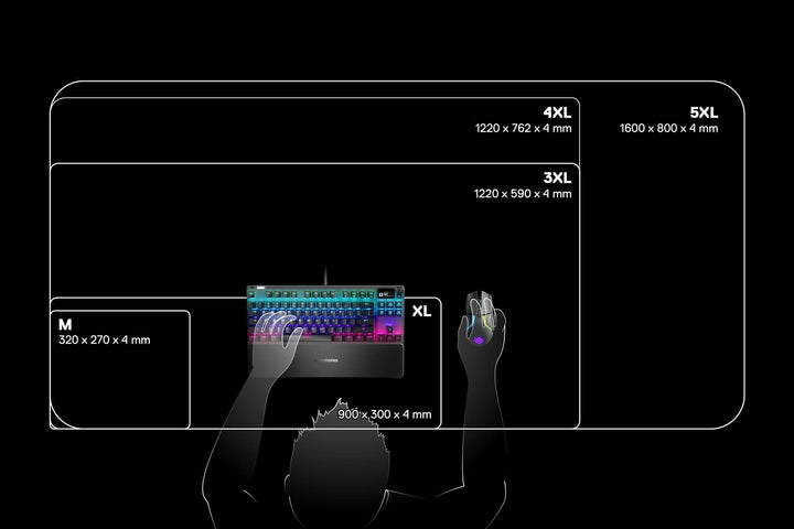 Gaming Mouse Pad 2 Zone RGB Illumination 9cm x 30cm x 0.4cm QcK Prism Cloth XL Black