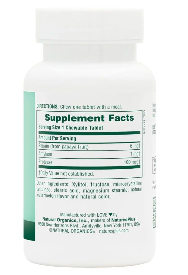 Natures Plus Papaya Enzyme - 6 mg Papain - All Natural 