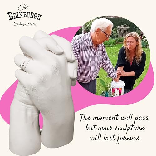 Edinburgh Premium Hand Casting Kit Couples - Lifelike Stone Sculpture for Two DIY Mother&#39;s Day Hand Mold Mom Dad Gifts Wedding Engagement Anniversary Husband Wife Boyfriend Girlfriend Unique Ideas