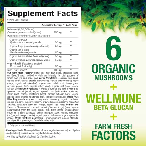 Whole Earth & Sea , Super Mushroom, Whole Food Supplement, Vegan, 60 vegetarian capsules (60 servings)