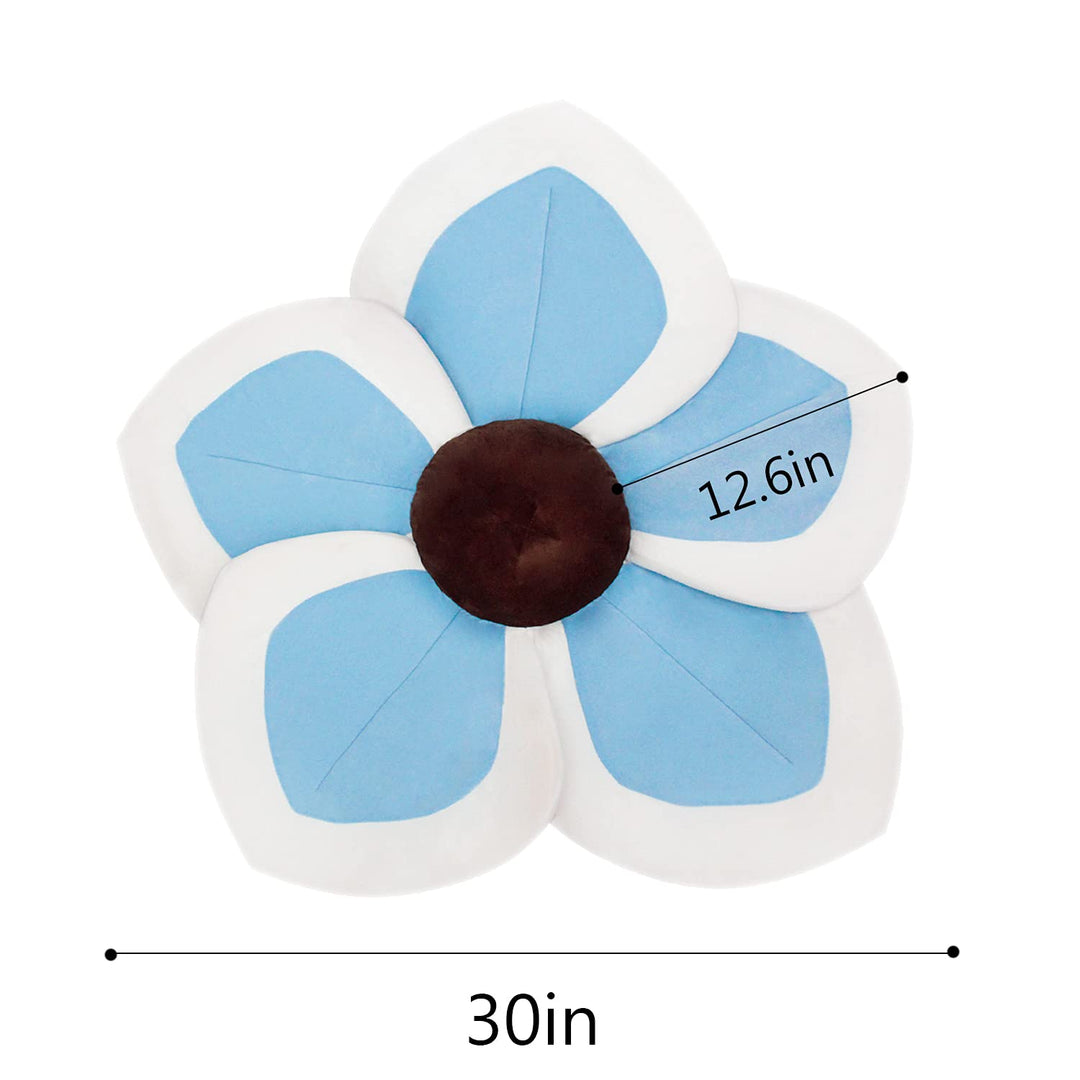 Flower Baby Bathtub Support Cushion, Anti-Slip and Soft Infant Bath Pillow for Bath Tub Sink Pad, Newborn Bathtub Mat (Blue-White2)