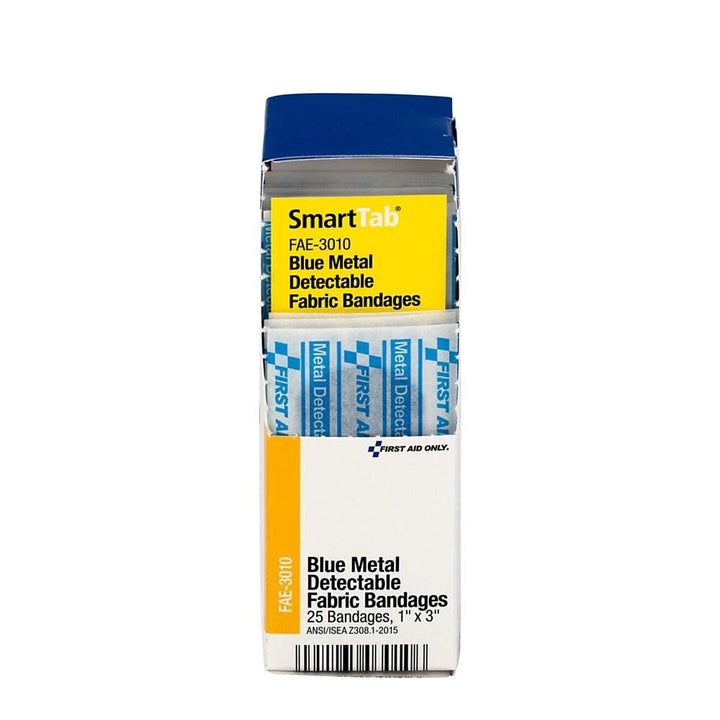 First Aid Only FAE-3010 SmartCompliance Refill Blue Metal Detectable Bandages, 1 x 3 Inch, 25 Count