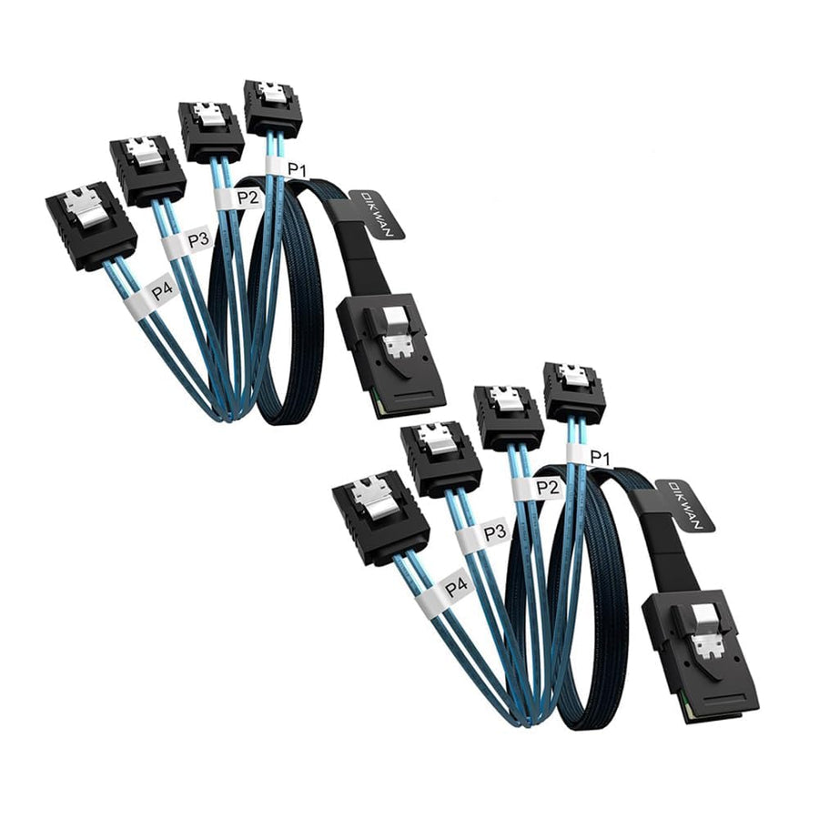 Mini SAS to 4 SATA Cable, 36 Pin SFF 8087 Host/Controller to 7 Pin SATA Target/Backplane, Compatible with PERC H310, RAID Controller 3Feet(2 Pack)