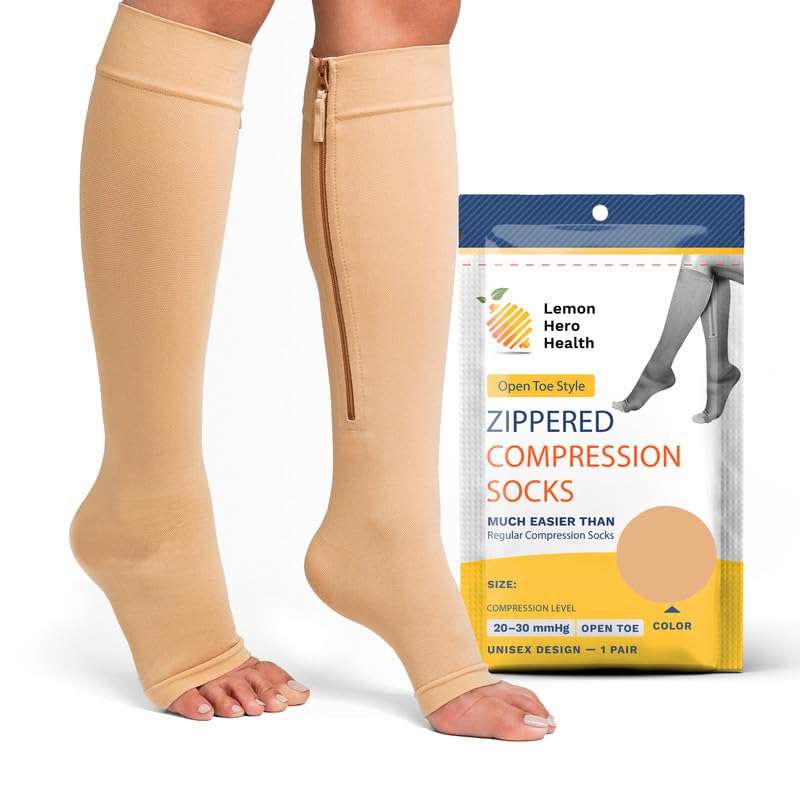 Short Zipper Compression Socks for Women and Men Open T