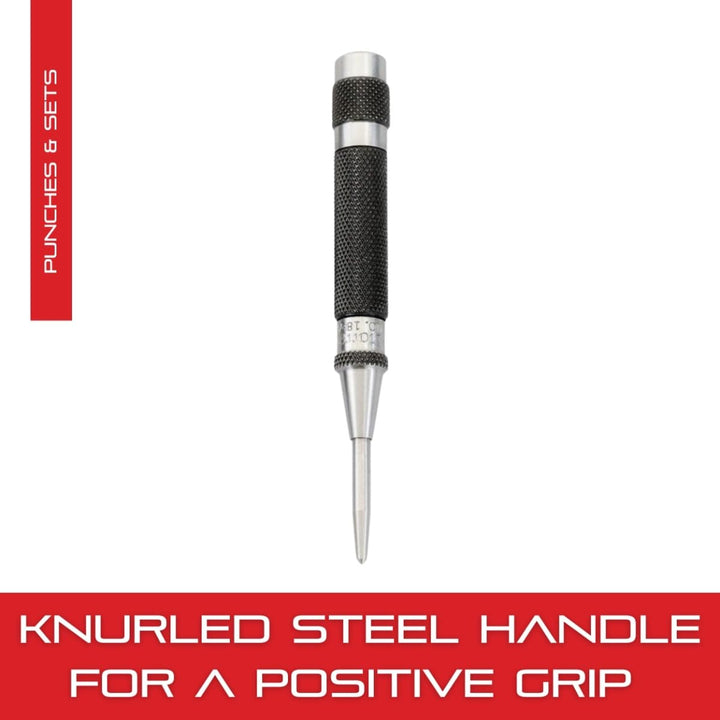 Automatic Center Punch with Hardened Steel Metal - 100mm Length, 11mm Punch Diameter Tapered Point - 18AA