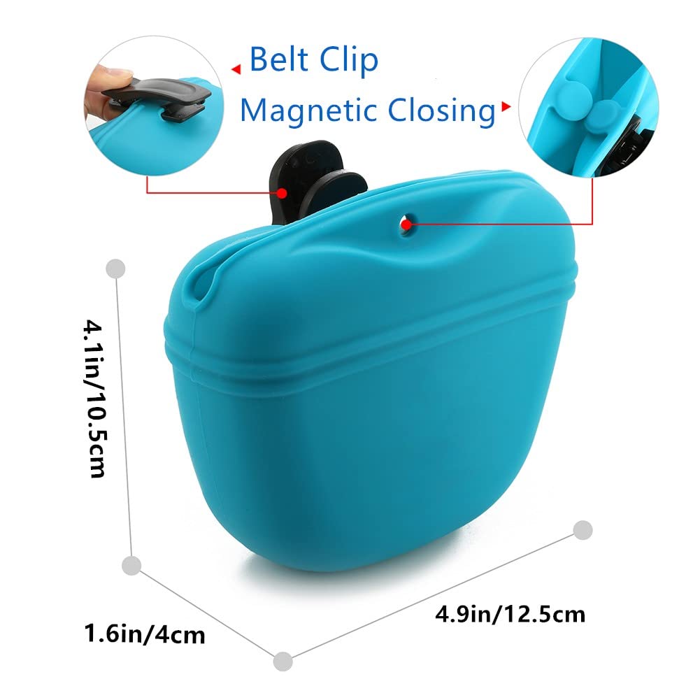 Silicone Dog Treat Pouch-Small Training Bag-Portable Dog Treat Bag for Leash with Magnetic Closure and Waist Clip - 2pieces [US Design Patent]