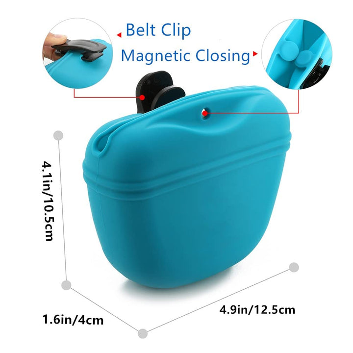 Silicone Dog Treat Pouch-Small Training Bag-Portable Dog Treat Bag for Leash with Magnetic Closure and Waist Clip - 2pieces [US Design Patent]