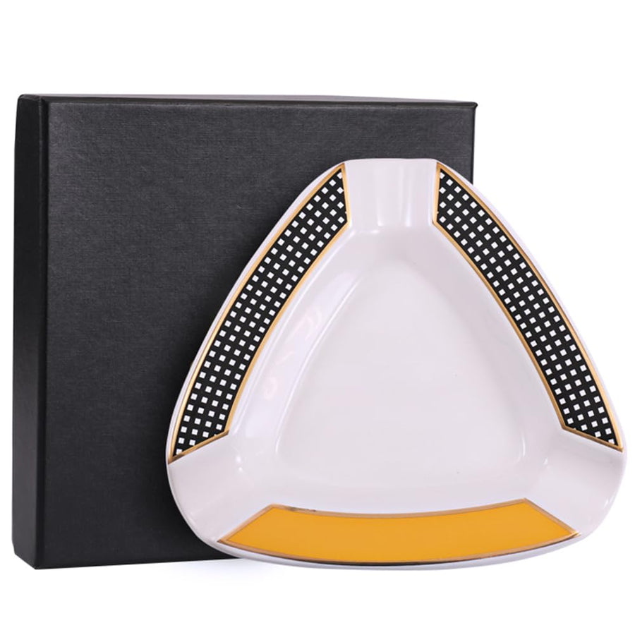 Cigar Ashtray Large Outdoor Ceramics Cigars Ashtray for Patio/Outside/Indoor Ashtray (yellow)