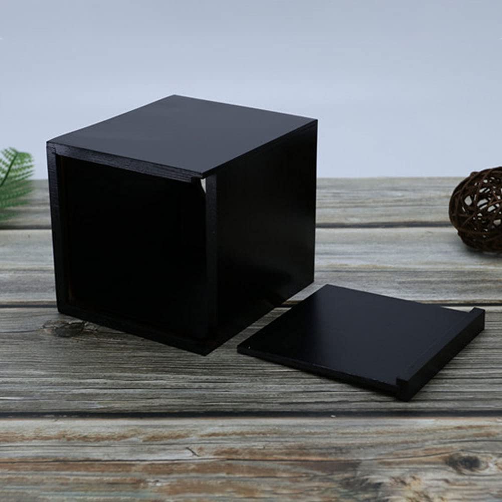 Square Tissue Box Cover, Matt Black Tissue Box Holder, Modern Bamboo Facial Paper Holder for Kitchen, Countertop, Bathroom, Desktop, Living Room, Car, Office