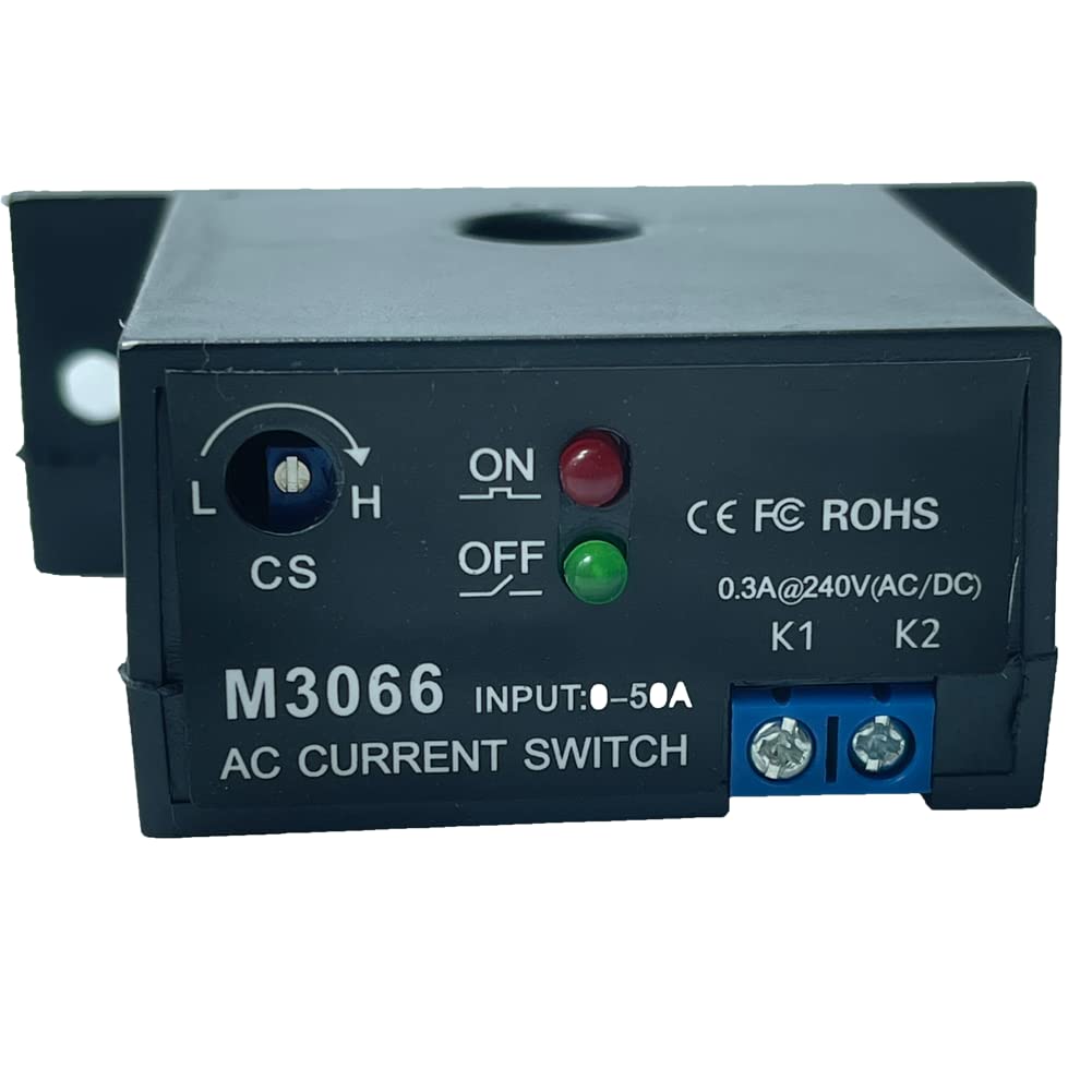 Current Sensing Relay AC Current Sensing Switch 0-50A Normally Closed Amp Sensor Monitoring Relay (M3066)