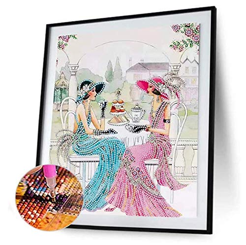 5D DIY Diamond Painting Kits for Adults Special Shape Diamond Partial Drill Noble Lady Embroidery Cross Stitch Crystal Rhinestone Paintings Diamond Art Kits for Home Wall Decor Gift(12x16)