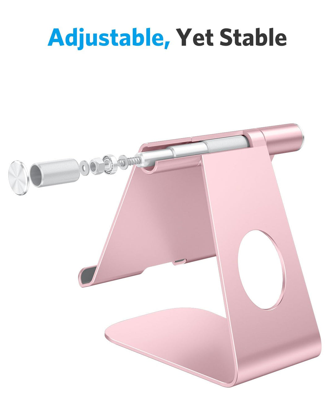 Tablet Stand Holder Adjustable, T1 Desktop Aluminum Tablet Dock Cradle Compatible with iPad Air/Mini, iPad 10.2/9.7, iPad Pro 11/12.9, Samsung Tab and More, Rose Gold