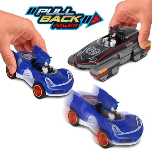 Sonic Transformed All-Stars Racing Pull Back Action: Shadow and Sonic Hedgehog, Two Vehicles, Video Game Legends, No Batteries Required, Pull Back – Release - and Watch it go