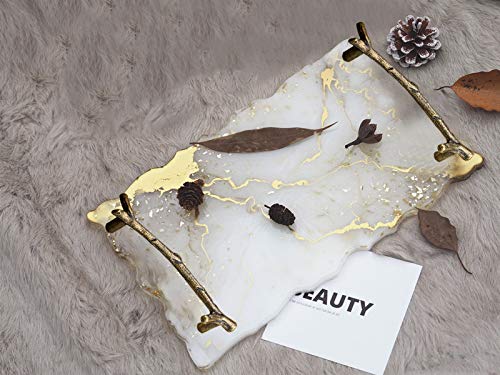 6pcs Tray Handles for Resin Mold Tray Accessories,2-Hole Metal Handles for Silicone Epoxy Casting, Branches Handles with Screw for Faux Agate,Serving Board,Wine Cabinet,Locker