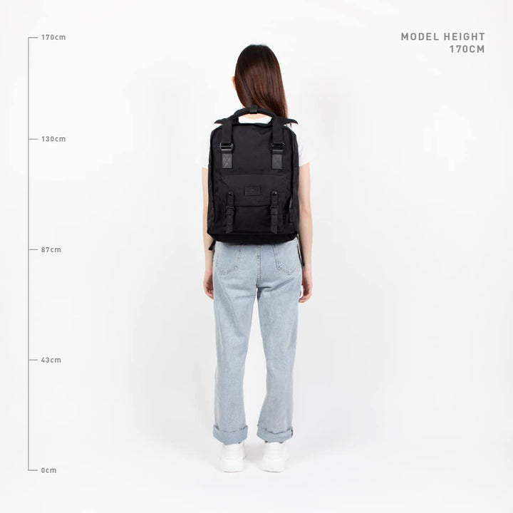 Macaroon Large Condura Black Series 18L Travel College School Lightweight Casual Bookbag Backpack for Women Girls with Laptop Compartment Fit 15Inch Notebook