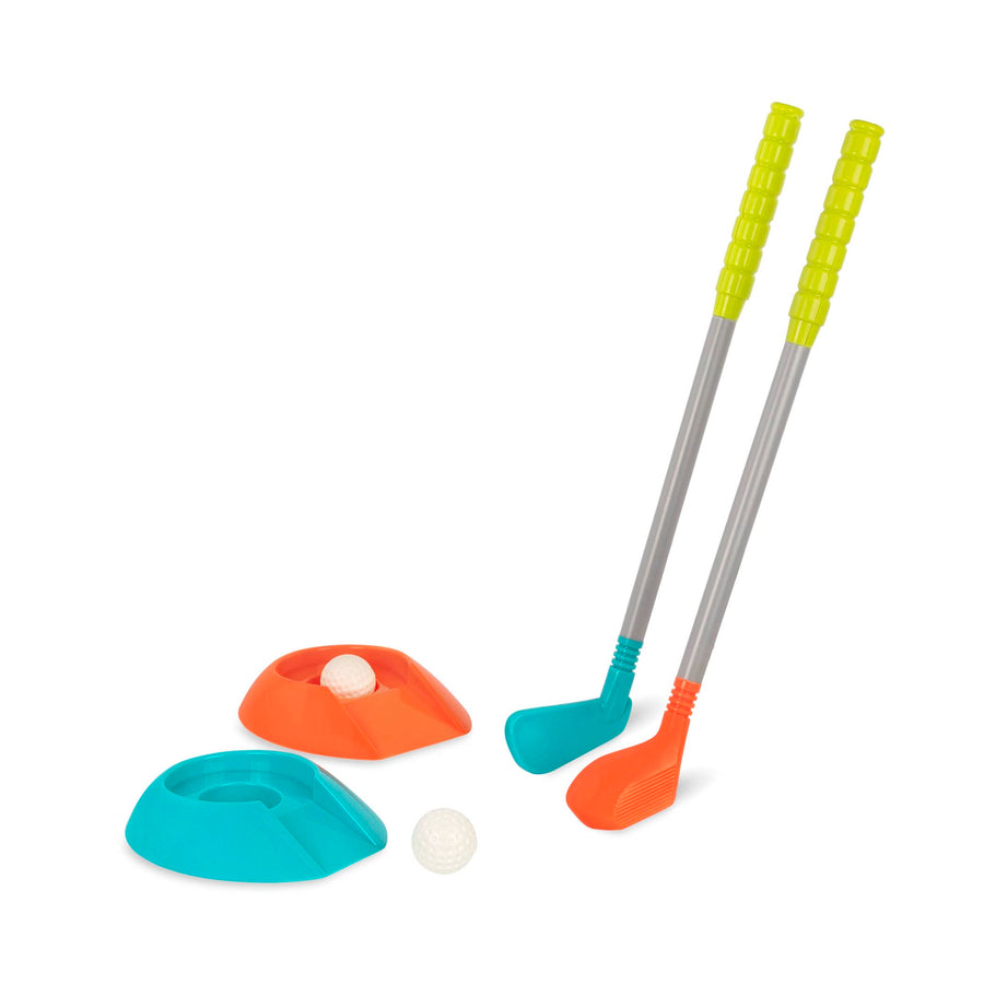 – Kids Golf Set – 2 Golf Clubs, 2 Golf Balls, 2 Putting Cups – 2 Golf Clubs, 2 Golf Balls, 2 Putting – Indoor & Outdoor Games – 3 Years + – Let's Play Golf!