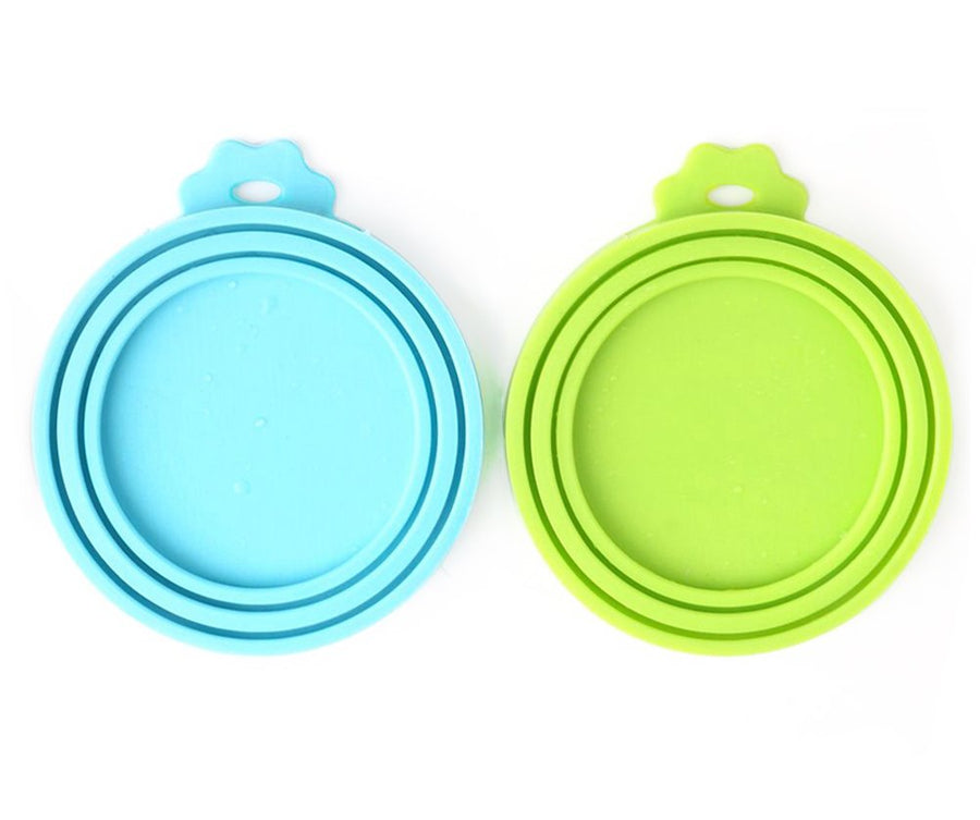 Pet Food Can Cover Silicone Can Lids for Dog and Cat Food(Universal Size,One fit 3 Standard Size Food Cans),Blue and Green