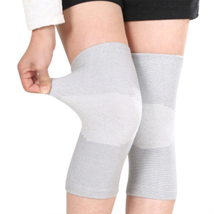 JUMISEE (One Pair) Cotton Knee Sleeves for Knee Support, Circulation Improvement & Pain Relief,Sport Compression for Running, Pain Management, Arthritis Pain Women Men (Gray, Large)