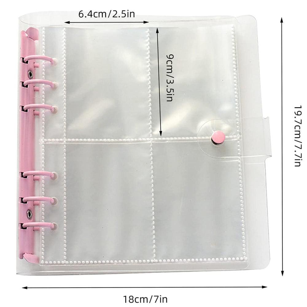 3 Inch 200 Pockets Portable Photo Album Books Home Picture Case Storage 6-Ring Binder Cover Refillable Notebook Kpop Photocard Name Card ID Holder (Pink)