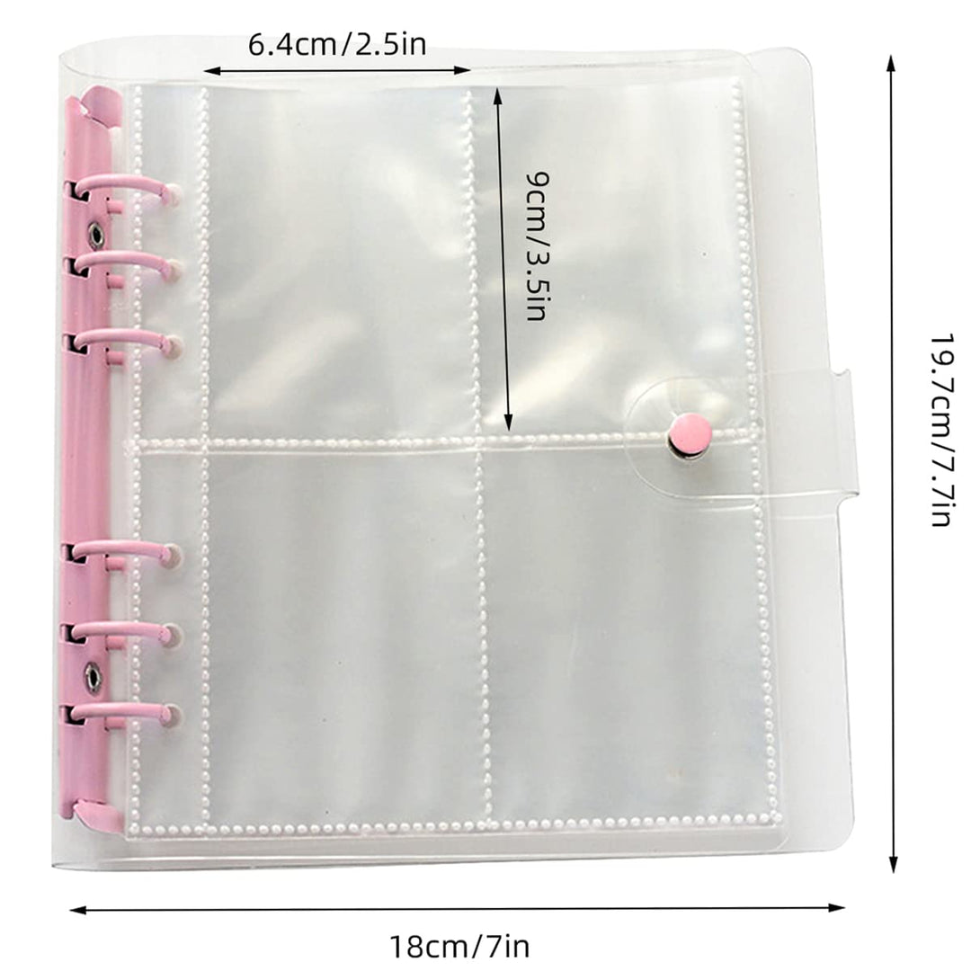 3 Inch 200 Pockets Portable Photo Album Books Home Picture Case Storage 6-Ring Binder Cover Refillable Notebook Kpop Photocard Name Card ID Holder (Pink)
