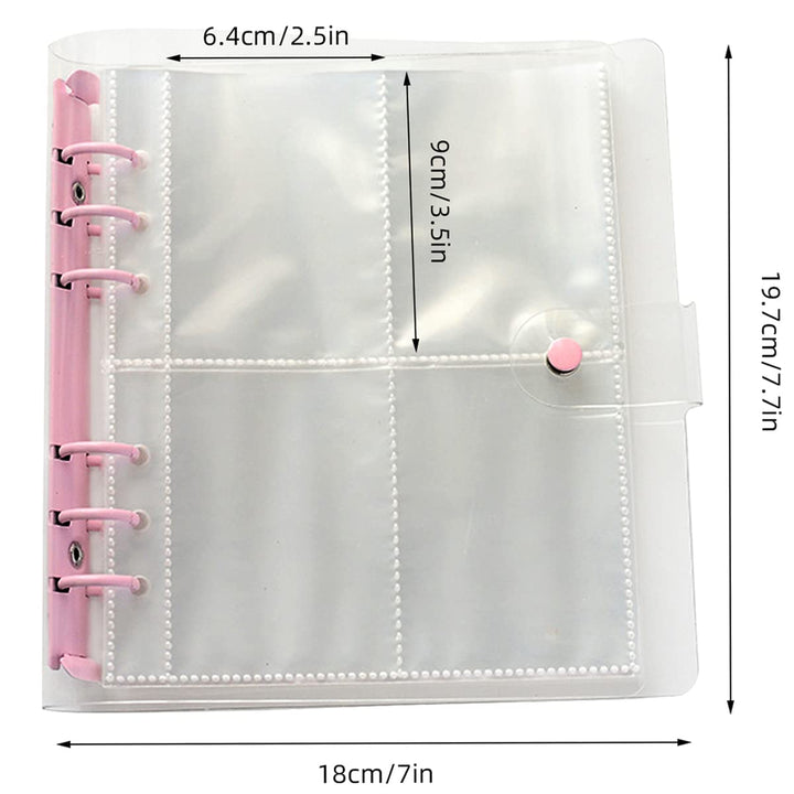 3 Inch 200 Pockets Portable Photo Album Books Home Picture Case Storage 6-Ring Binder Cover Refillable Notebook Kpop Photocard Name Card ID Holder (Pink)