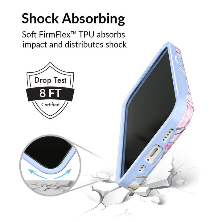 for iPhone 13 Case for Women [10ft Drop Tested] Compatible with MagSafe - Cute Phone Cover - Protective Microfiber Lining (Holographic Blue Marble)