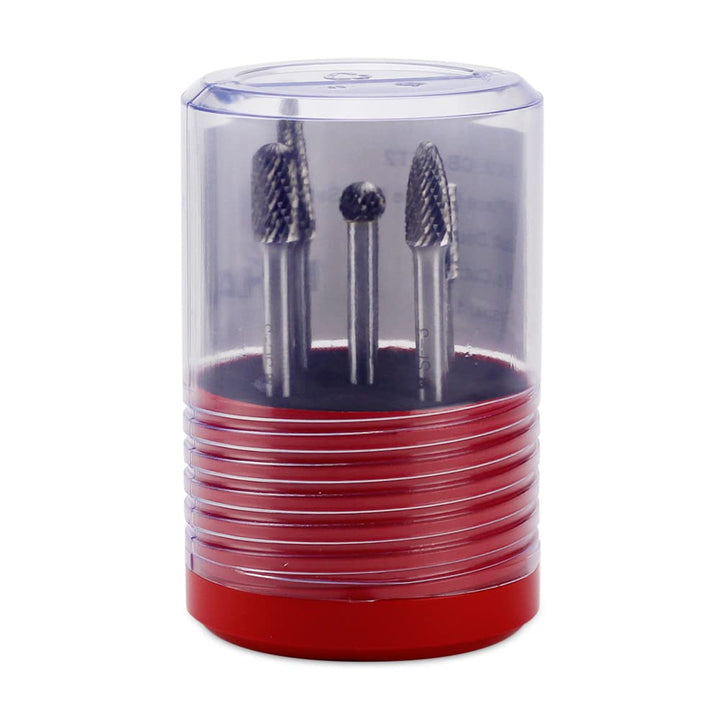 Tungsten Carbide Burr Die Grinder Rotary Tool Bit Set for Metal Contouring and Deburring, Double Cut with 1/4” Shank - 5 Pieces